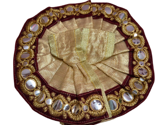 Regal Gold and Maroon Poshak with Mirror Work