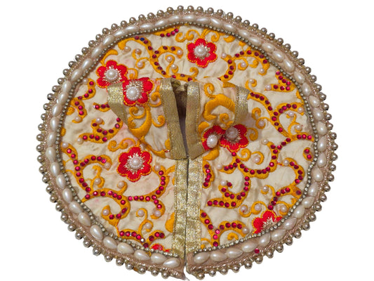 Ornate Cream Silk Poshak with Pearl Border