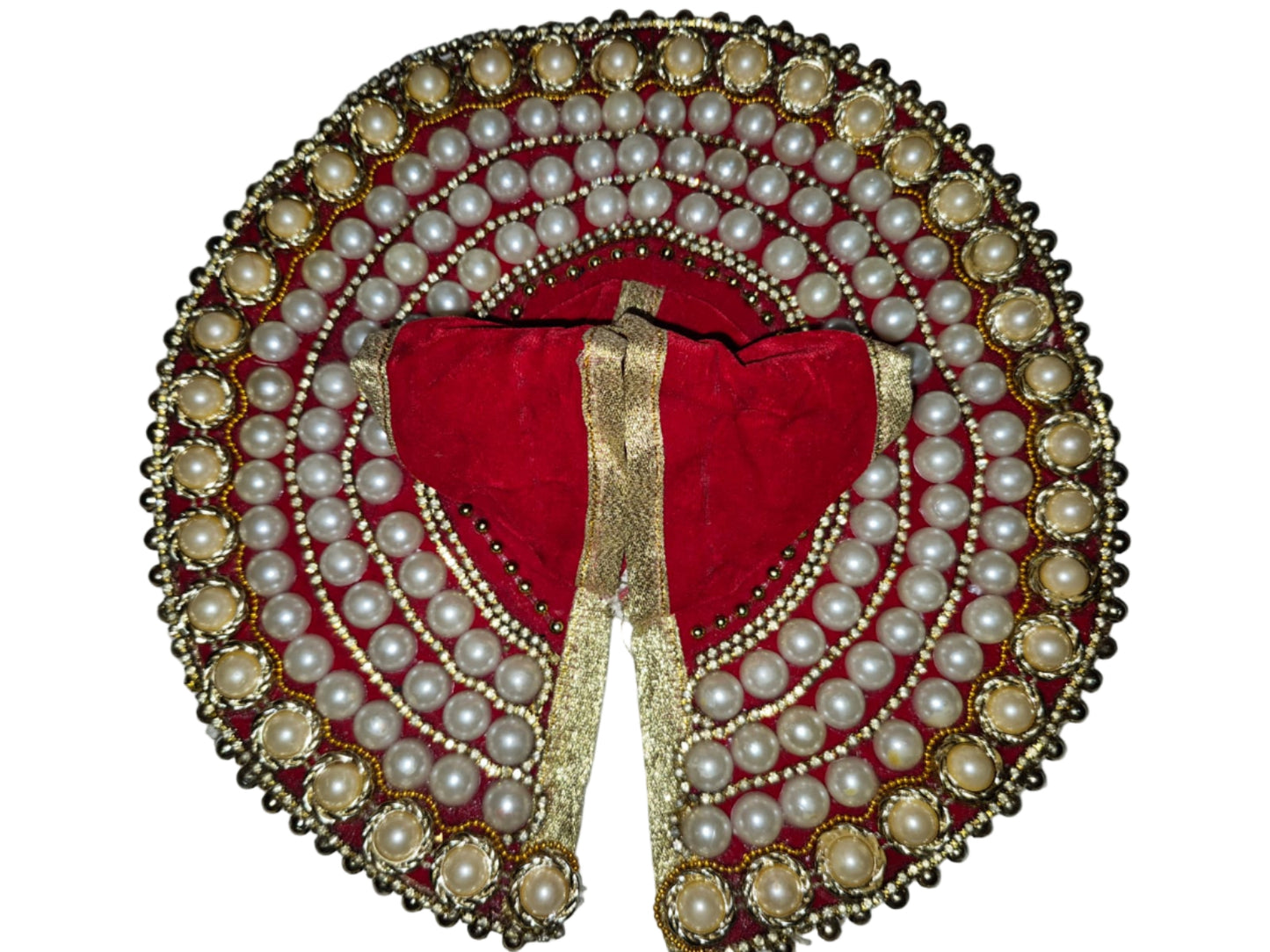 Opulent Red Velvet Poshak with Heavy Multi-Layer Pearl & Stone Work